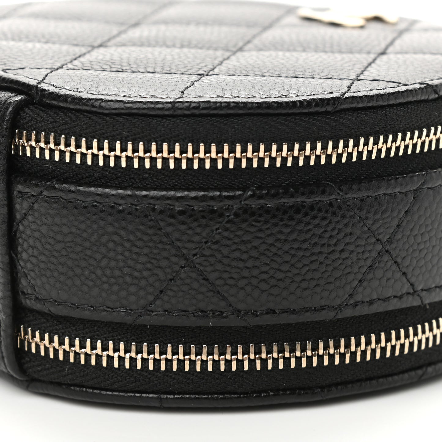 Caviar Quilted Round Handle With Care Vanity With Chain Black