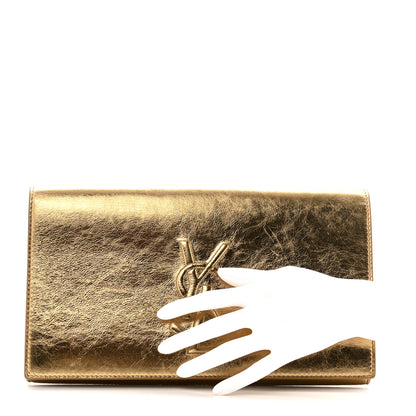 Saint Laurent Metallic Calfskin Monogram Large Belle De Jour Clutch Gold 2 of 14
