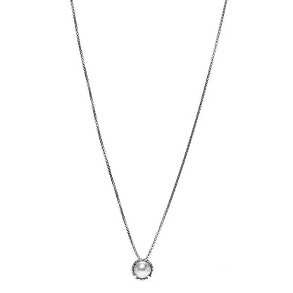 David Yurman Sterling Silver Pearl 8mm Petite Chatelaine Pendant Necklace 1 of 6