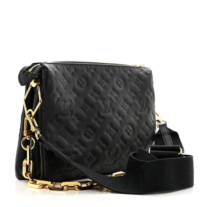 Louis Vuitton Lambskin Embossed Monogram Coussin PM Black 3 of 10