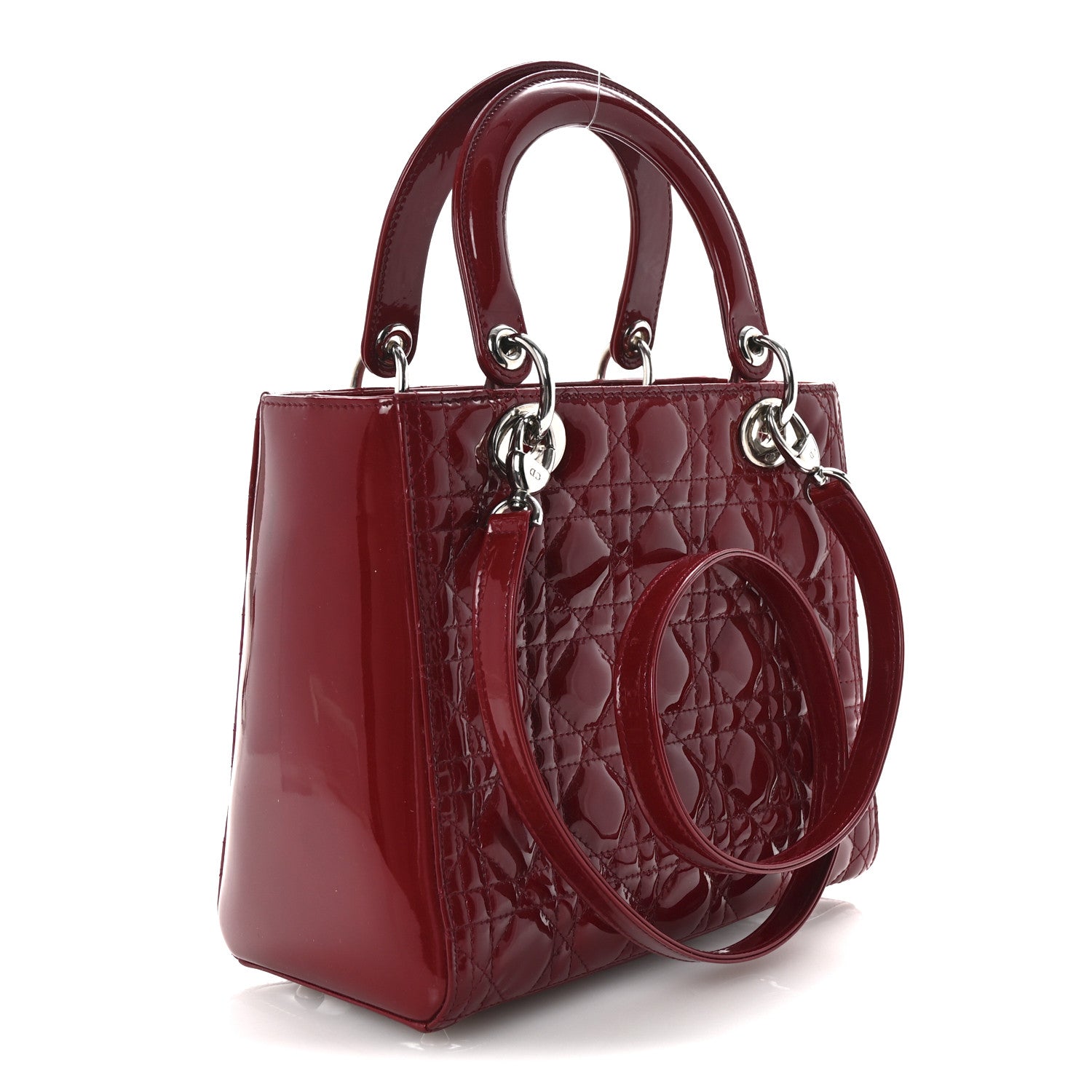 Christian Dior Patent Cannage Medium Lady Dior Burgundy Red 3 of 9