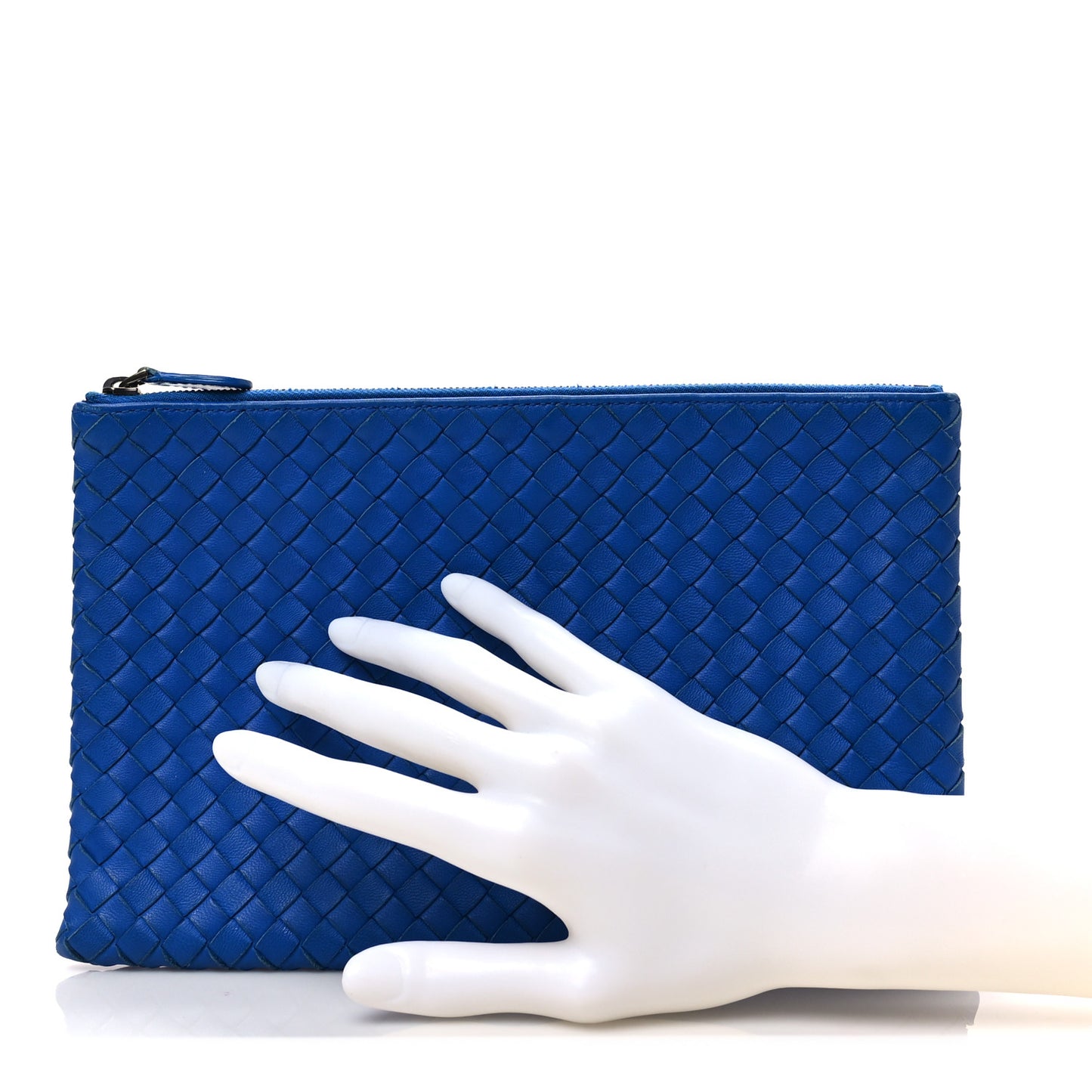 Nappa Intrecciato Medium Zip Pouch Signal Blue