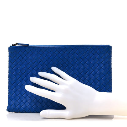 Bottega Veneta Nappa Intrecciato Medium Zip Pouch Signal Blue 2 of 7