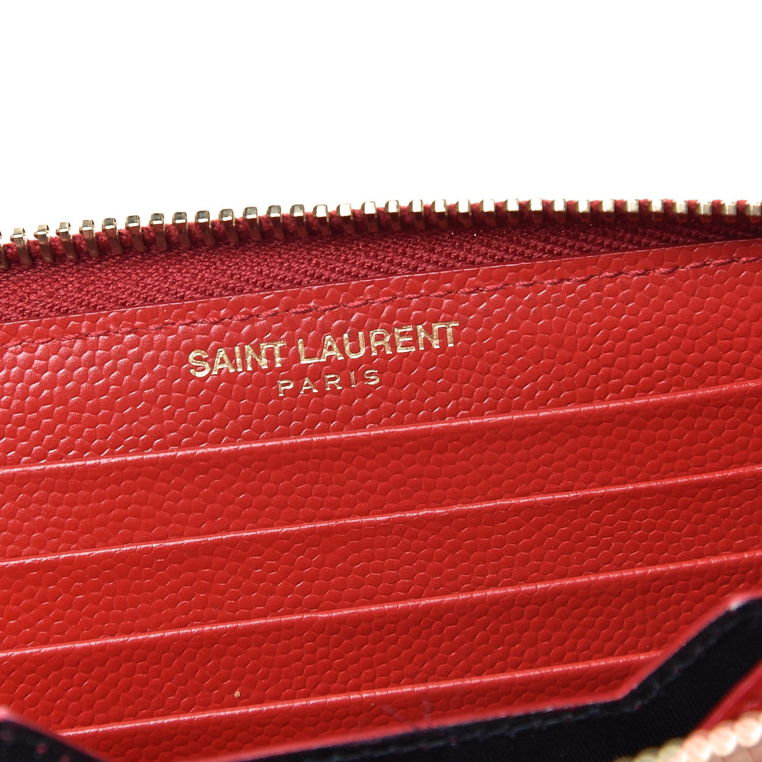 Saint Laurent Grain De Poudre Monogram Smartphone Zip Around Wristlet Wallet Red 6 of 10