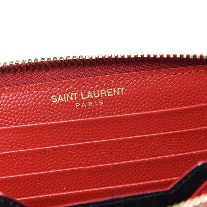 Saint Laurent Grain De Poudre Monogram Smartphone Zip Around Wristlet Wallet Red 6 of 10