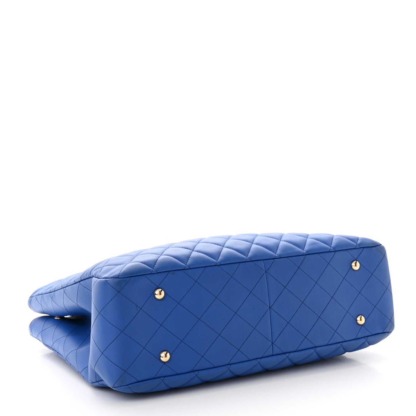 Calfskin Quilted Large Classic Shopping Tote Blue