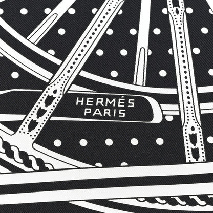 Hermes Silk Balade En Berline Bandana Scarf 70 Black White 2 of 3