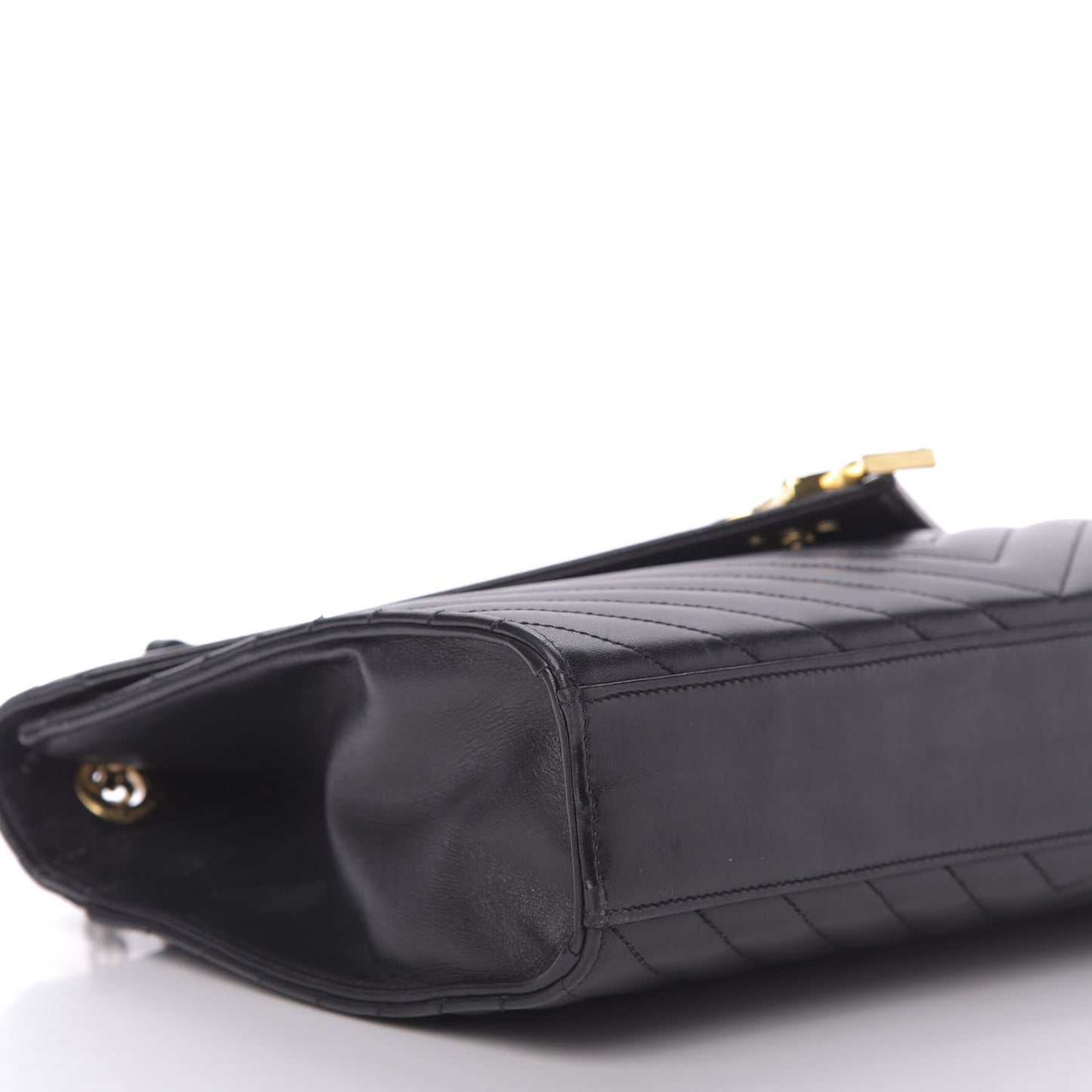 Smooth Calfskin Matelasse Chevron Large Monogram Satchel Black