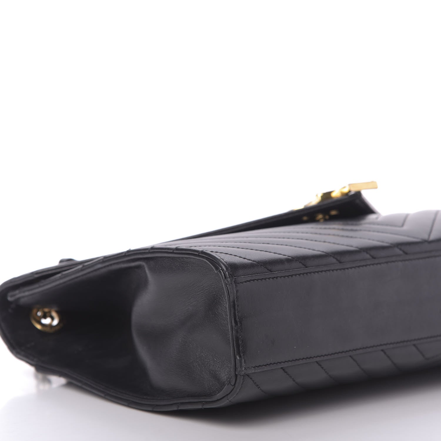 Saint Laurent Smooth Calfskin Matelasse Chevron Large Monogram Satchel Black 6 of 9