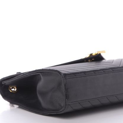 Saint Laurent Smooth Calfskin Matelasse Chevron Large Monogram Satchel Black 6 of 9