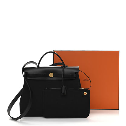 Hermes Military Toile Vache Hunter Herbag Zip Retourne 31 PM Black 12 of 12