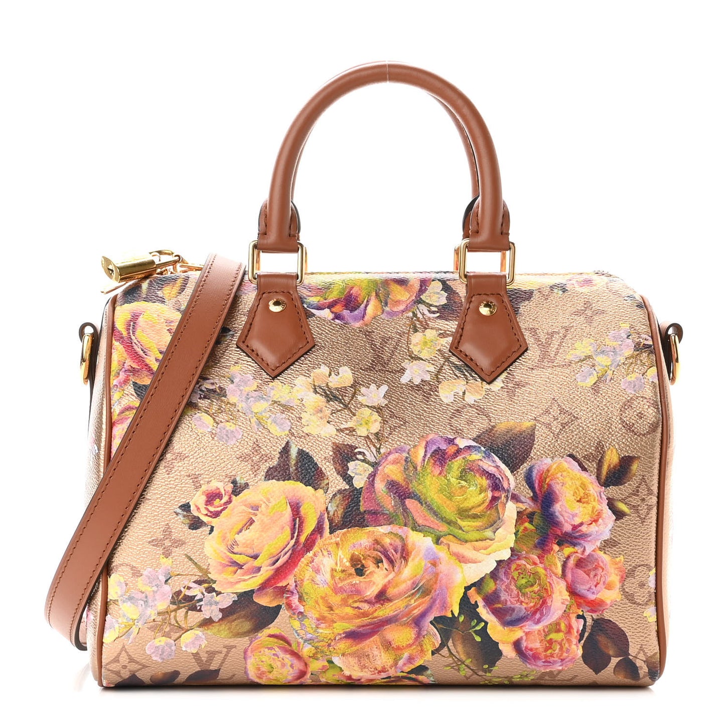 Metallic Monogram LV Garden Speedy Bandouliere 25 Gold