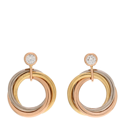 Cartier 18K Pink Yellow White Gold Diamond Trinity Drop Earrings 1 of 5