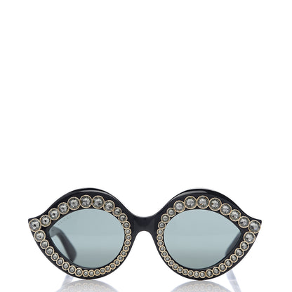 Gucci Acetate Crystal Studded Cat Eye Sunglasses GG0045/S Black 2 of 8