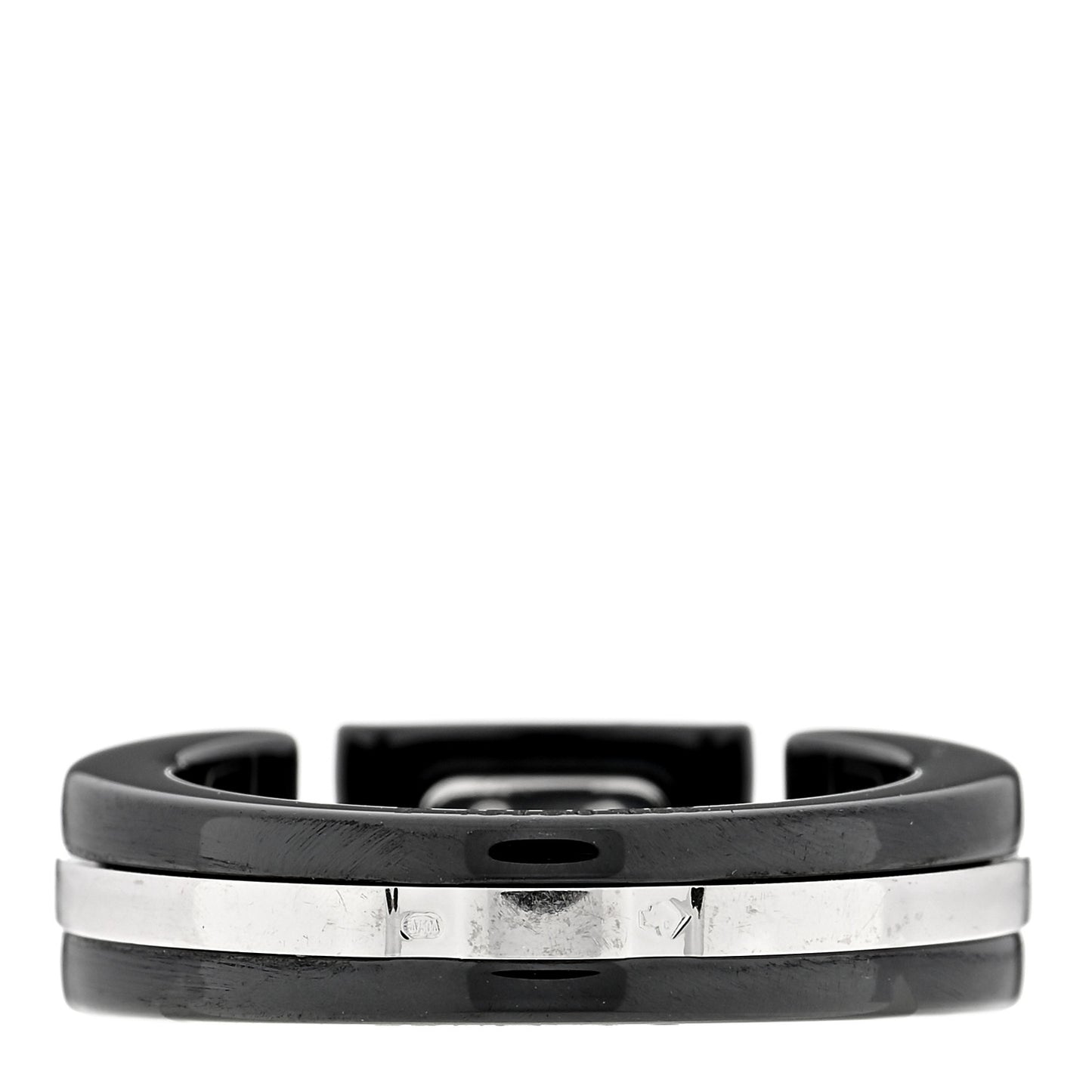 18K White Gold Diamond Ceramic Ultra Solitaire Ring 53 6.25 Black