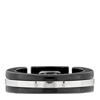 Chanel 18K White Gold Diamond Ceramic Ultra Solitaire Ring 53 6.25 Black 3 of 5