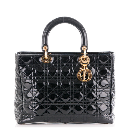 Christian Dior Patent Cannage Large Lady Dior Black 1 of 7