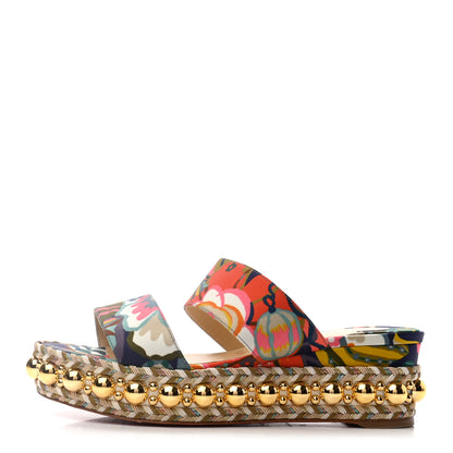 Christian Louboutin Satin Wallpaper Janitag 60 Platform Slide Sandals 36 Charlotte 1 of 7