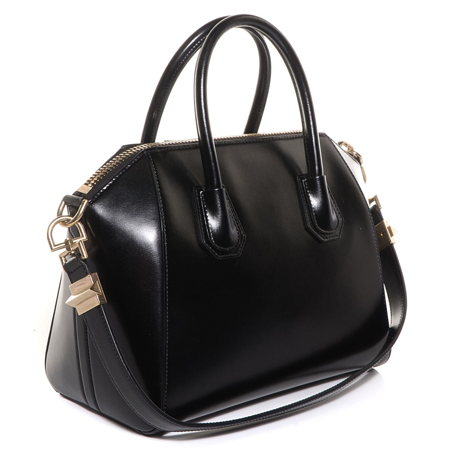 Shiny Lord Calfskin Small Antigona Black