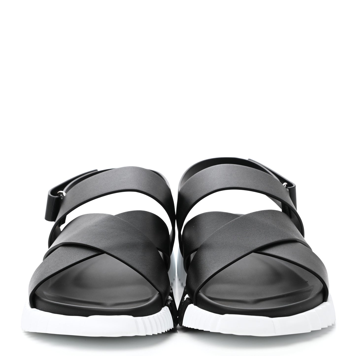 Calfskin Goatskin Mens Electric Sandals 44 Black White