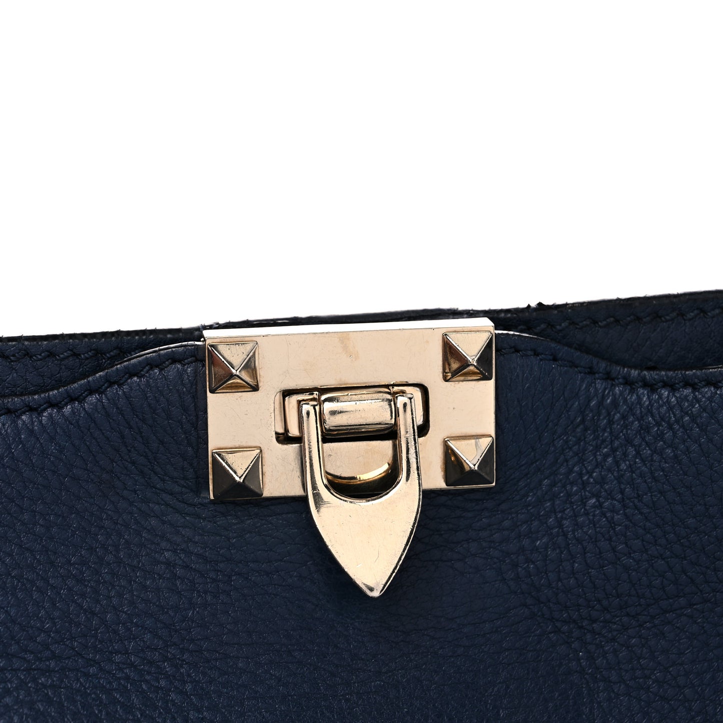 Pebbled Calfskin Mini Rockstud Flip-Lock Messenger Bag Marine