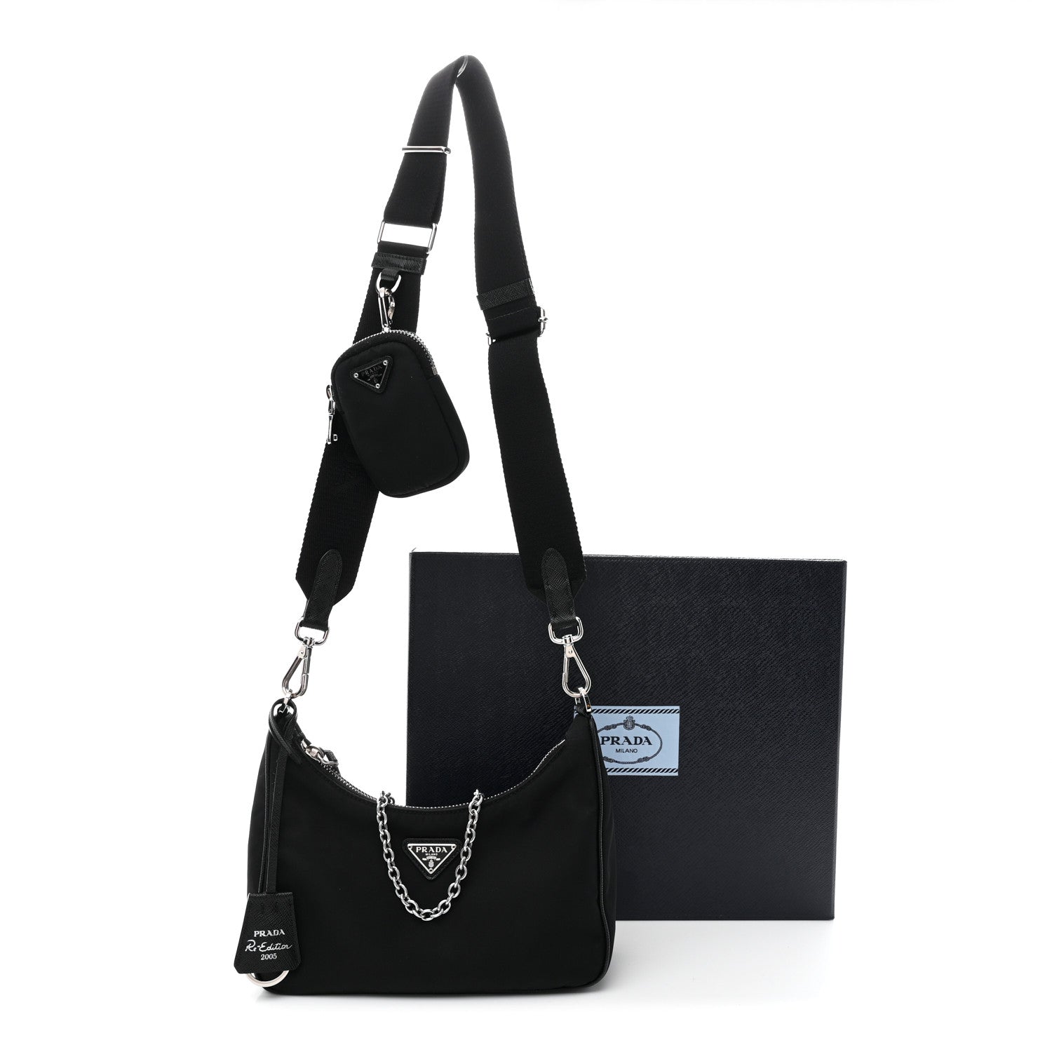 Prada Re-Nylon Saffiano Re-Edition 2005 Shoulder Bag Black 13 of 13