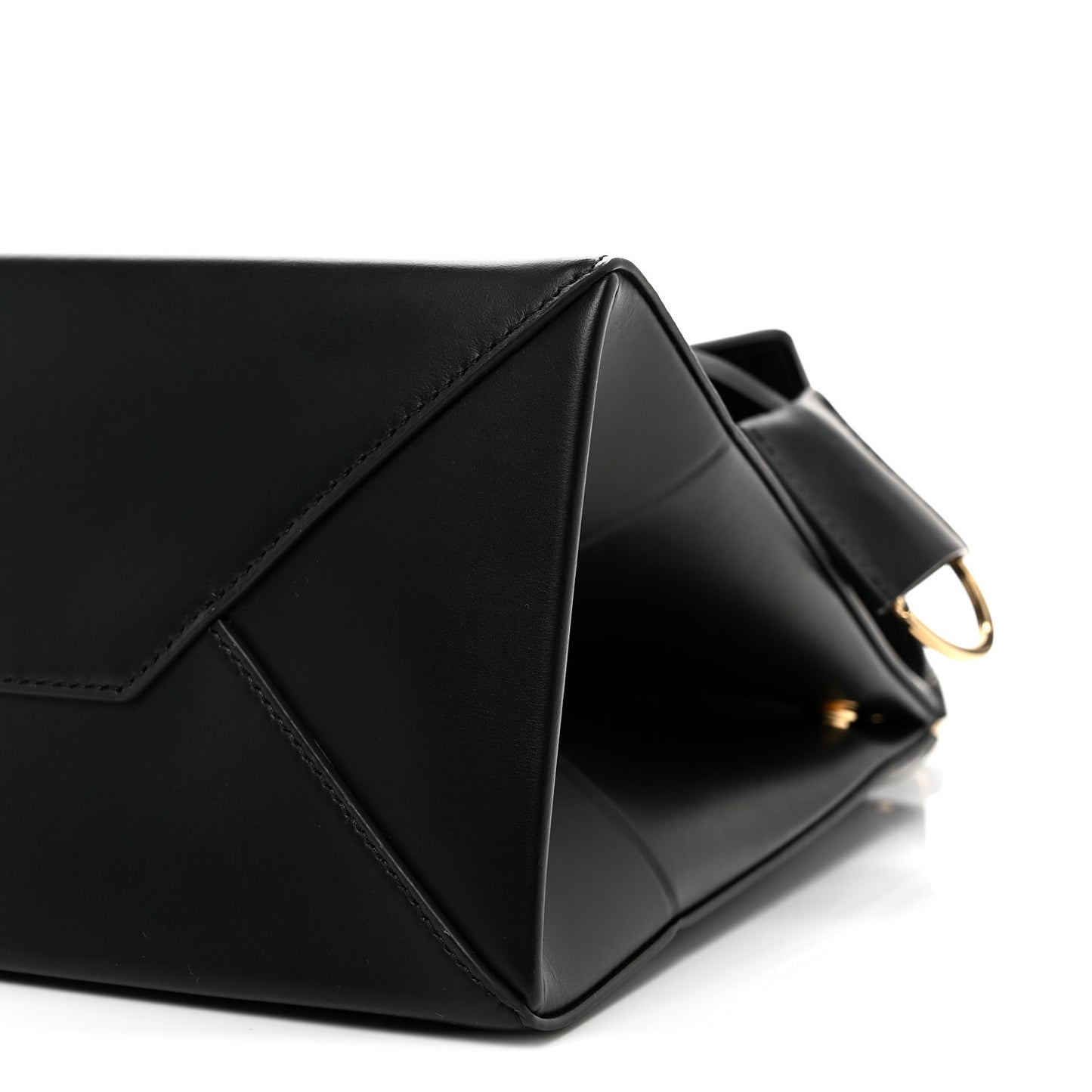 Natural Smooth Calfskin Medium Nano Top Handle Handbag Black