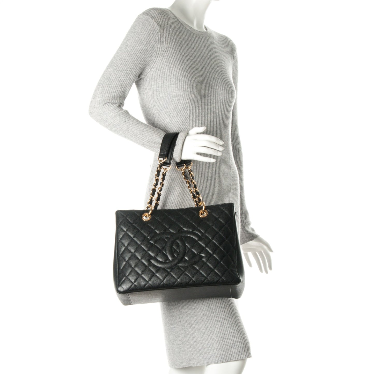 Caviar Quilted Grand Shopping Tote GST Black