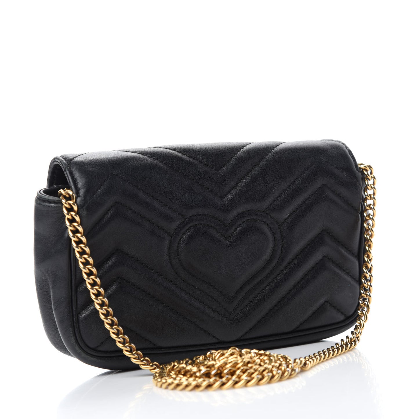 Calfskin Matelasse Super Mini GG Marmont Shoulder Bag Black
