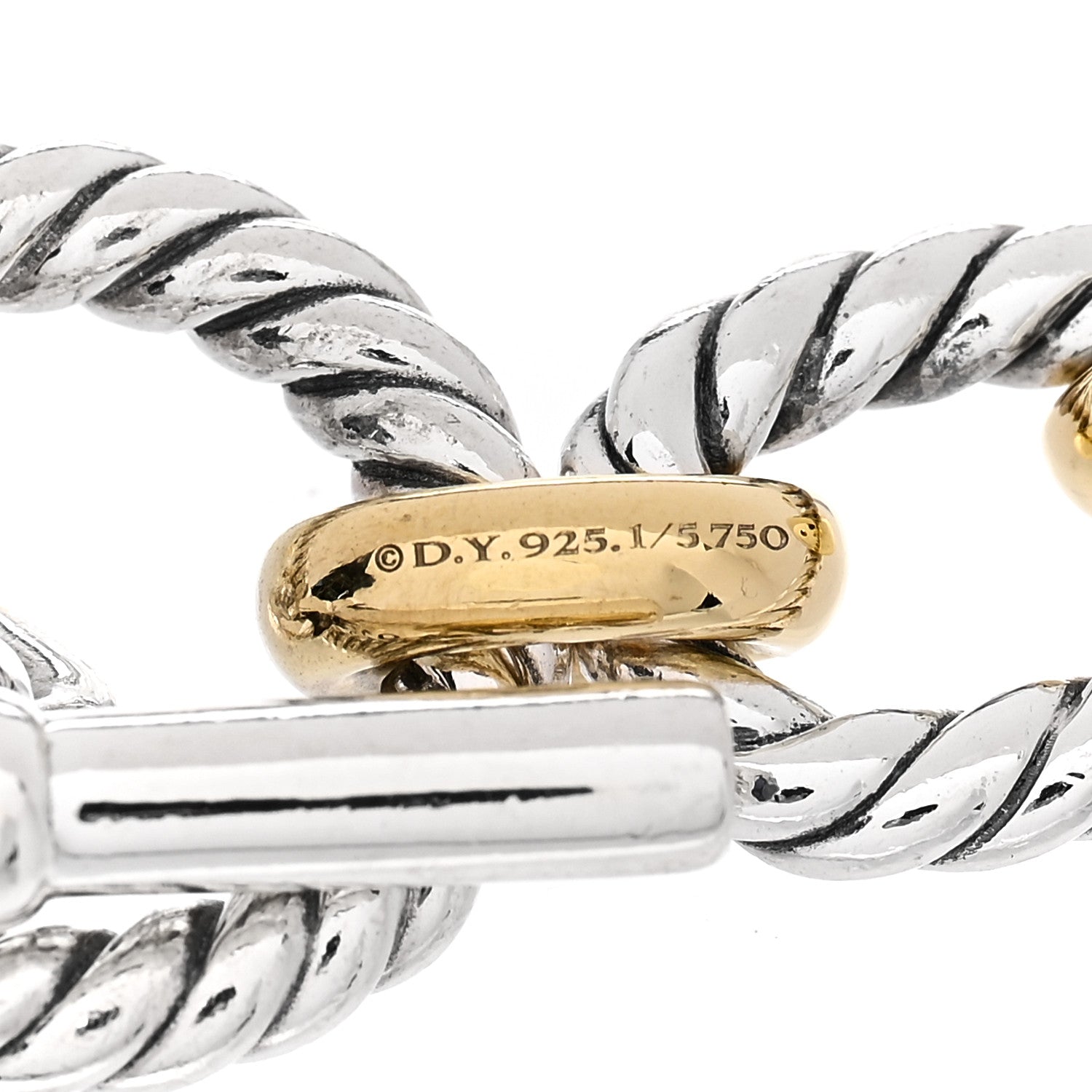 David Yurman Sterling Silver 18K Yellow Gold Blue Sapphire Cushion Link Bracelet 3 of 3