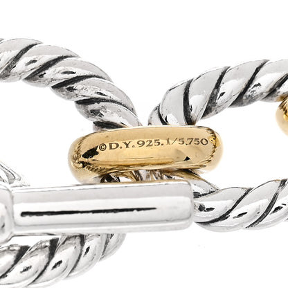 David Yurman Sterling Silver 18K Yellow Gold Blue Sapphire Cushion Link Bracelet 3 of 3