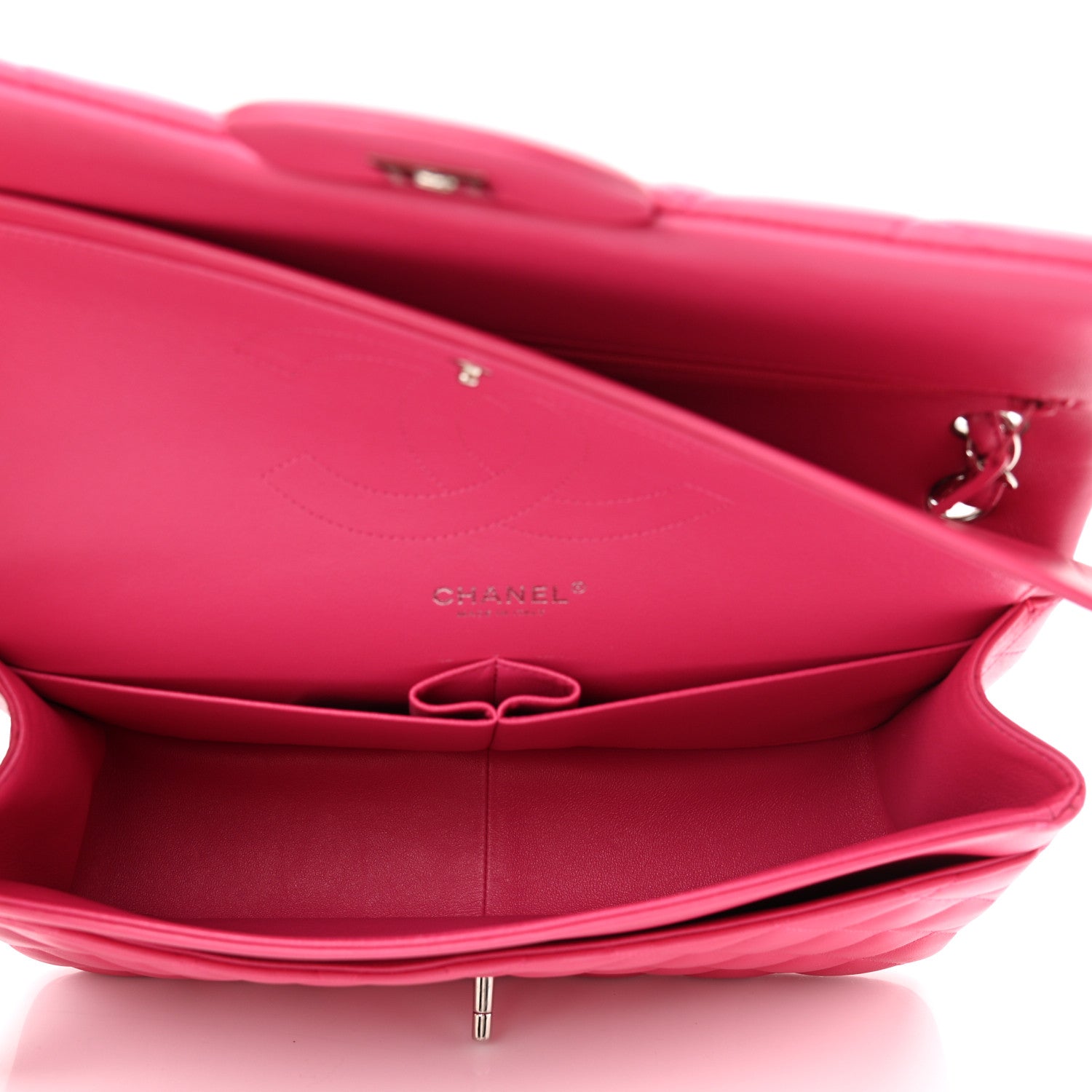 Chanel Lambskin Quilted Jumbo Double Flap Dark Pink 4 of 10