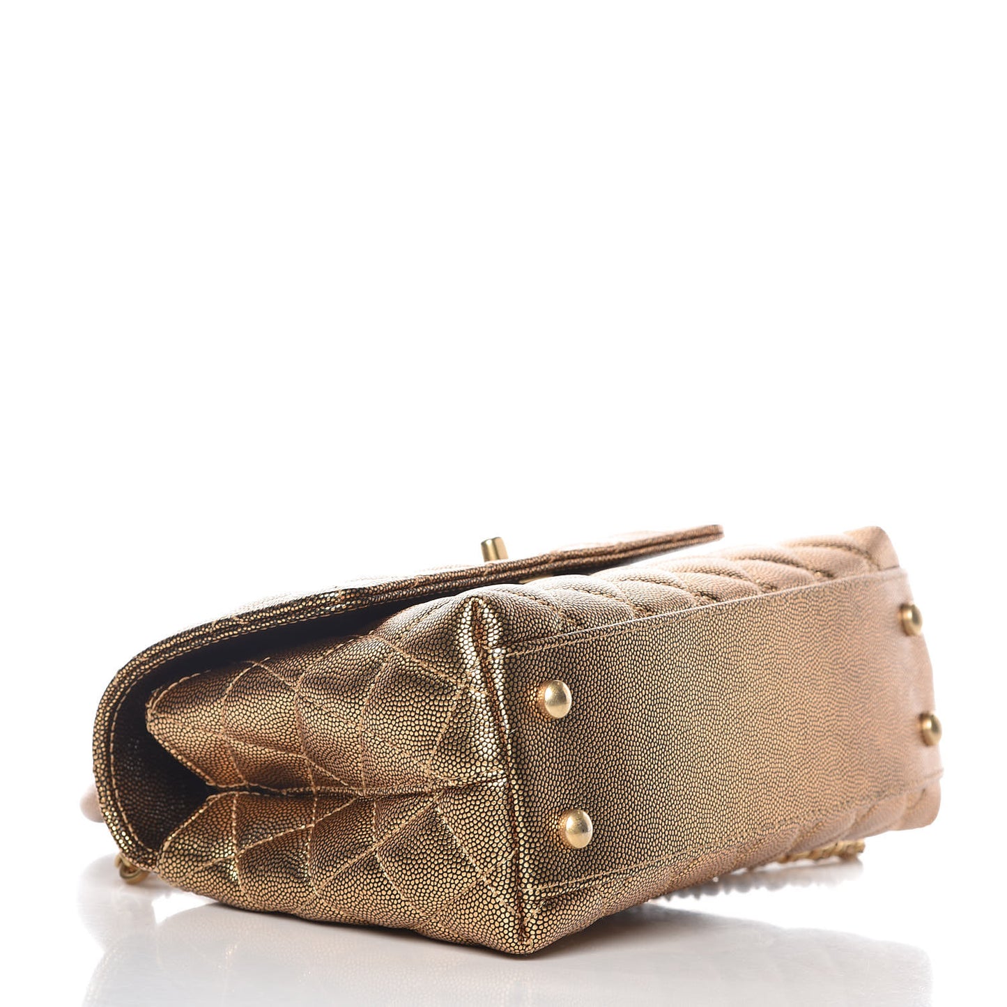 Metallic Caviar Quilted Mini Coco Handle Flap Gold