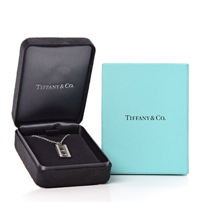Tiffany 18K White Gold Diamond Atlas Bar Pendant Necklace 6 of 6