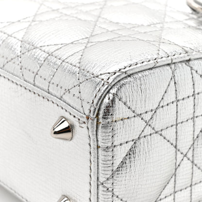 Christian Dior Metallic Grained Calfskin Cannage Small Lucky Badges My Lady Dior Silver 11 of 14