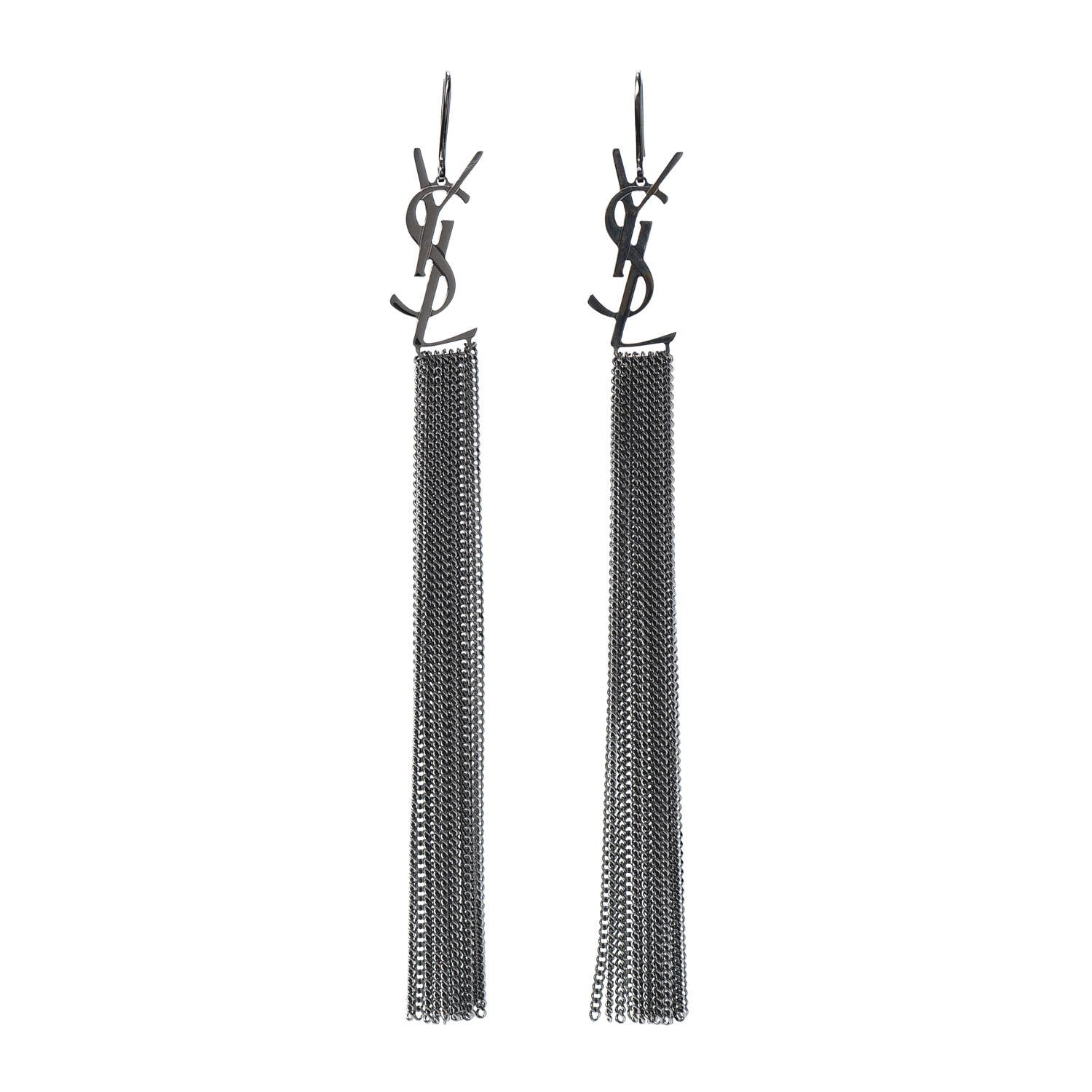 Saint Laurent Brass Monogram Chain Earrings 1 of 4