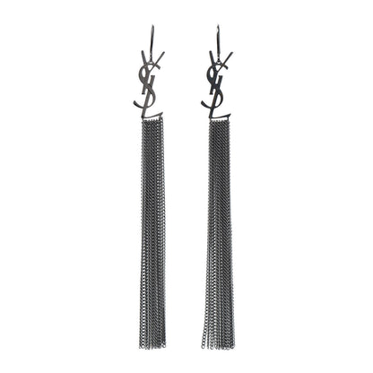 Saint Laurent Brass Monogram Chain Earrings 1 of 4