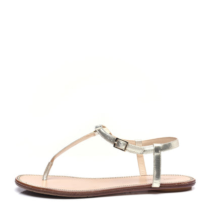 Jimmy Choo Metallic Calfskin Wave Thong Sandals 39 Champagne 1 of 12