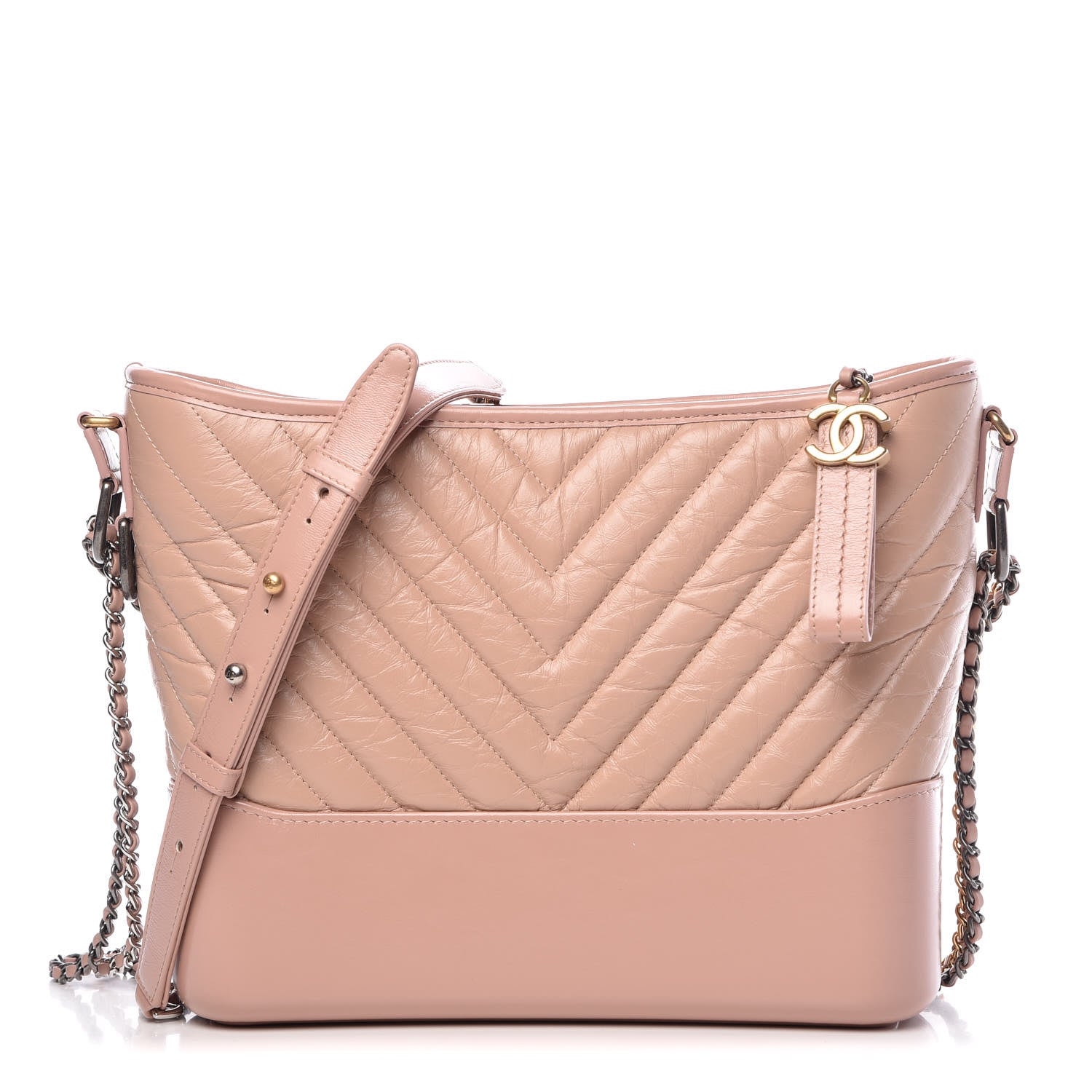 Chanel Aged Calfskin Chevron Quilted Medium Gabrielle Hobo Pink 1 of 10