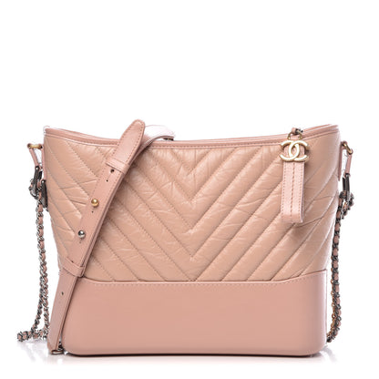 Chanel Aged Calfskin Chevron Quilted Medium Gabrielle Hobo Pink 1 of 10