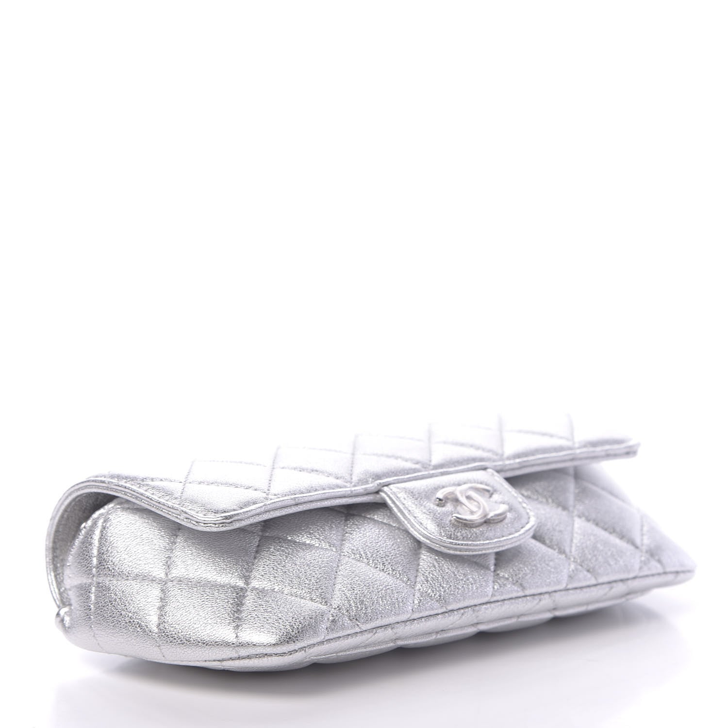 Chanel Metallic Lambskin Quilted Glasses Case With Chain Silver 4 of 12