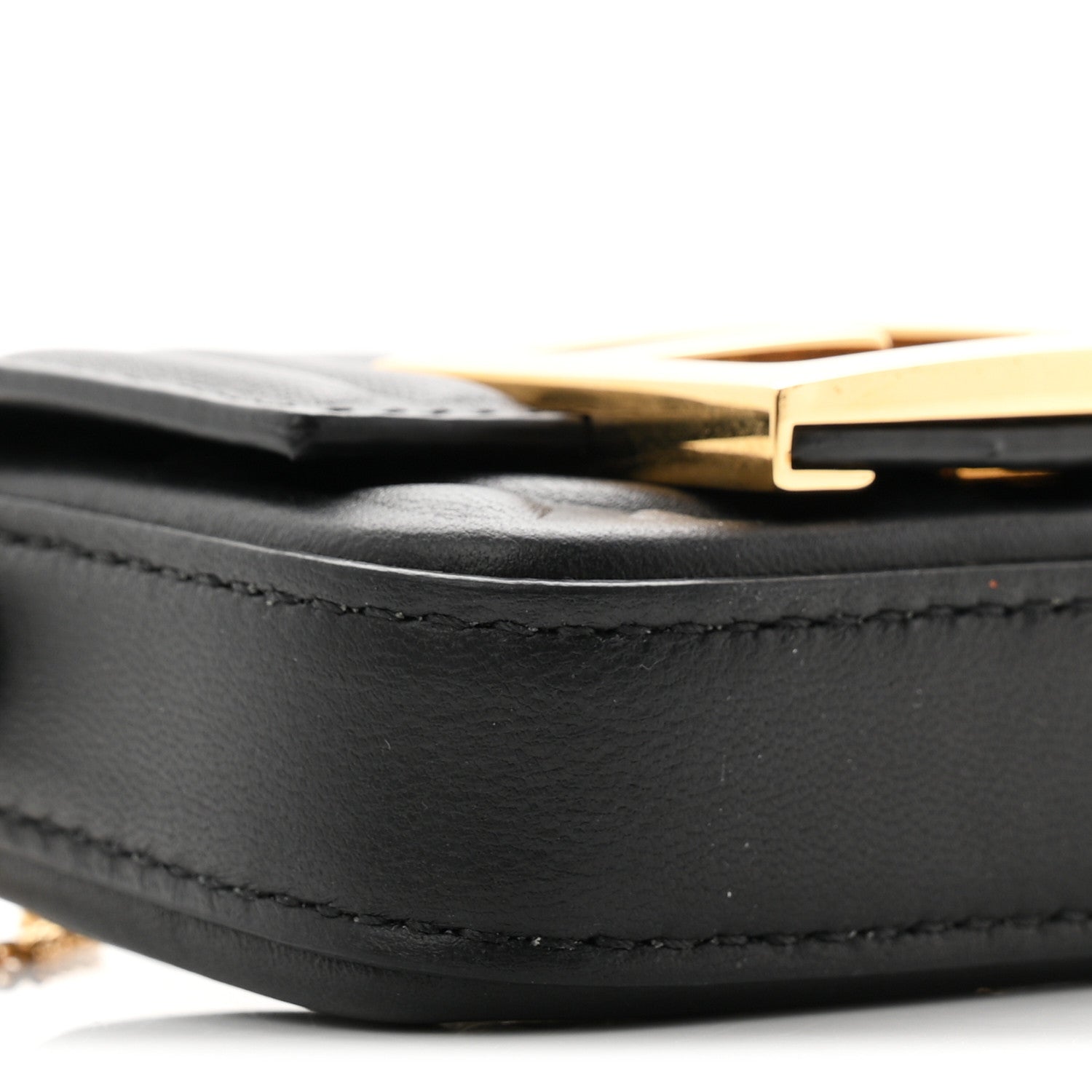 Fendi Nappa Matisse FF Embossed Nano Maxi Buckle Baguette Charm Black 8 of 10