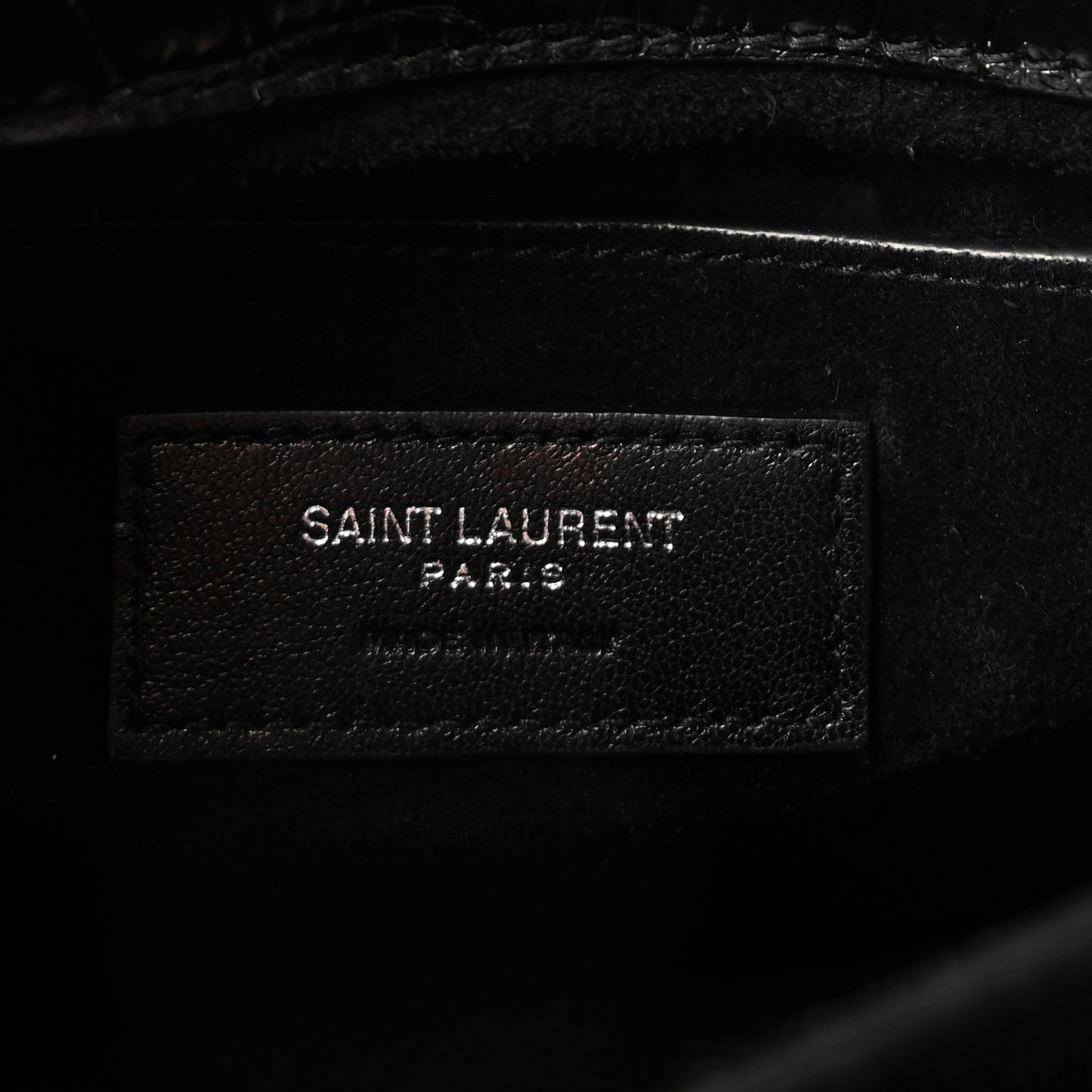 Calfskin Crocodile Embossed Medium Monogram Sunset  Black
