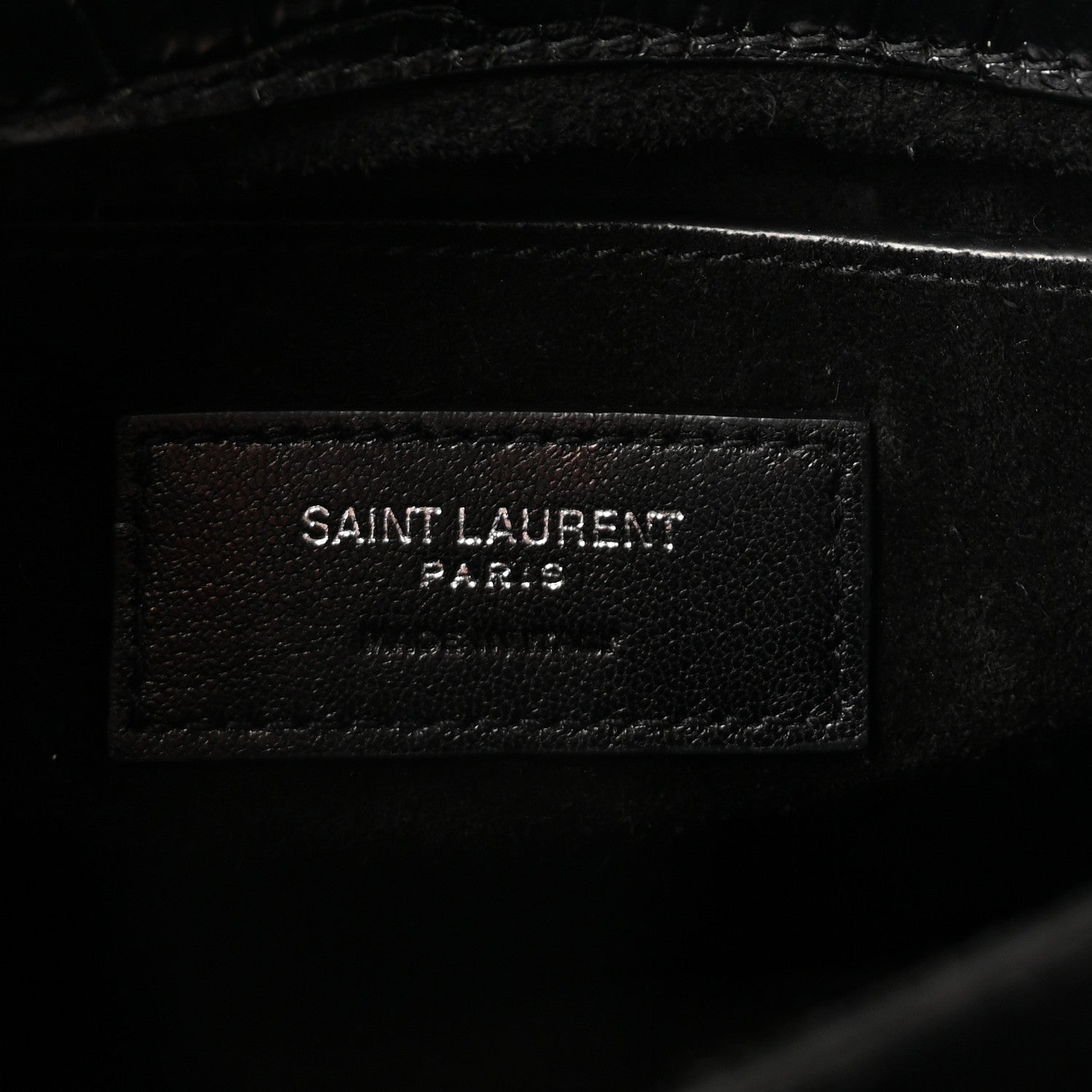 Saint Laurent Calfskin Crocodile Embossed Medium Monogram Sunset  Black 6 of 9