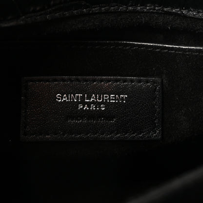 Saint Laurent Calfskin Crocodile Embossed Medium Monogram Sunset  Black 6 of 9