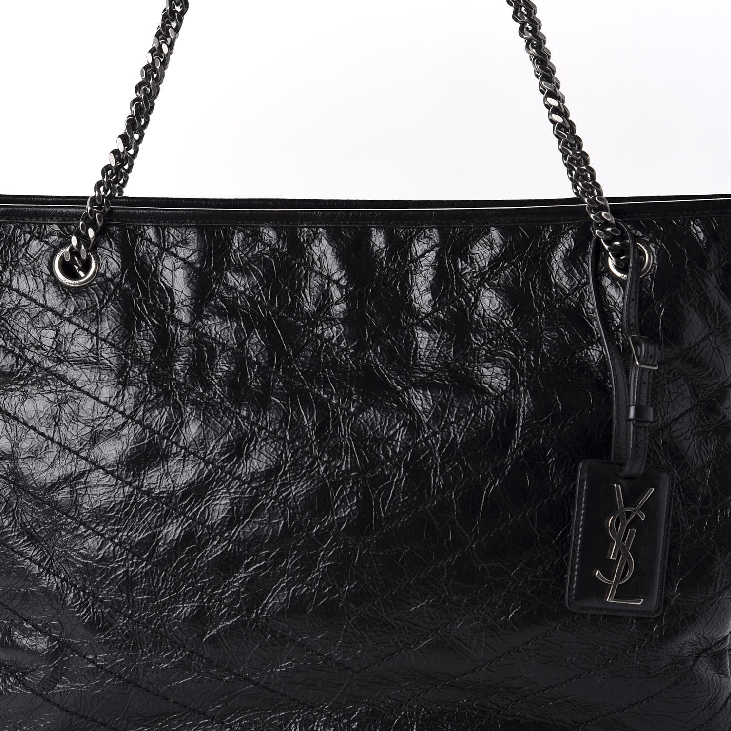 Saint Laurent Crinkled Calfskin Matelasse Monogram Large Niki Shopping Tote Bag Black 10 of 10