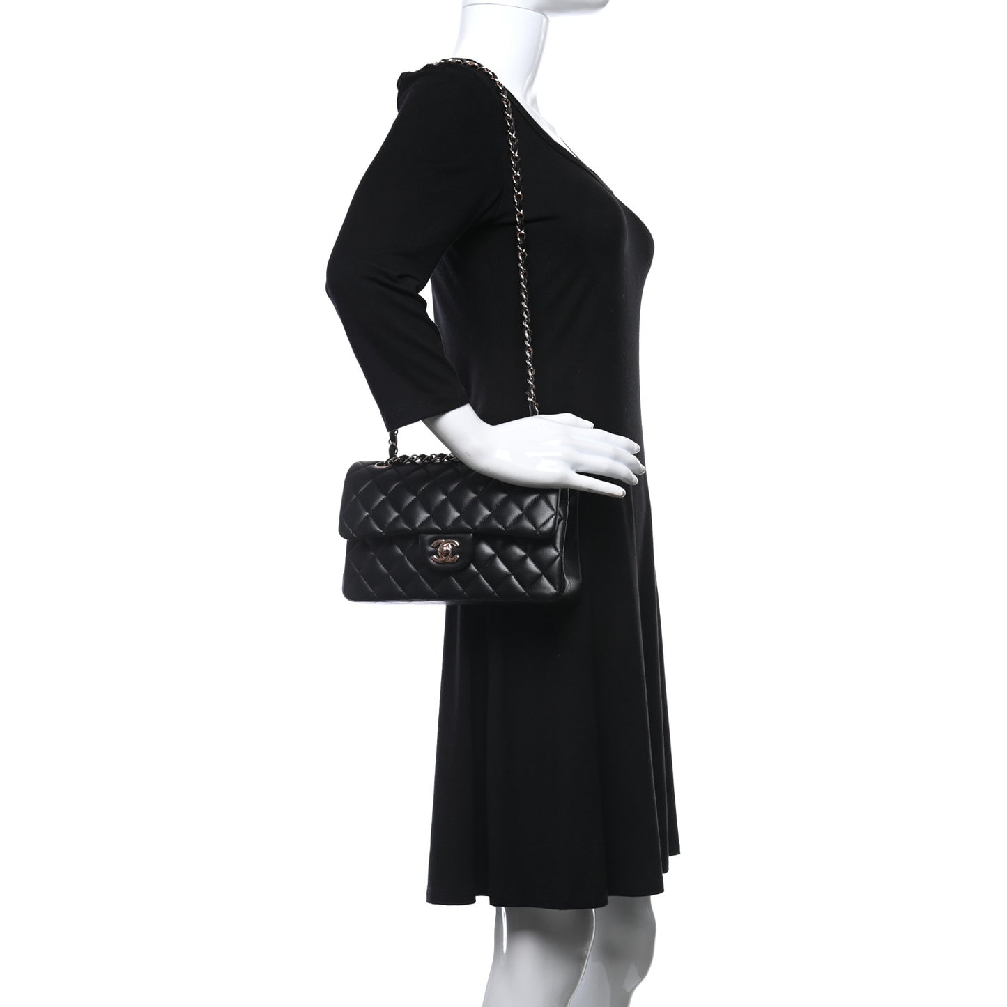 Lambskin Quilted Small Double Flap Black