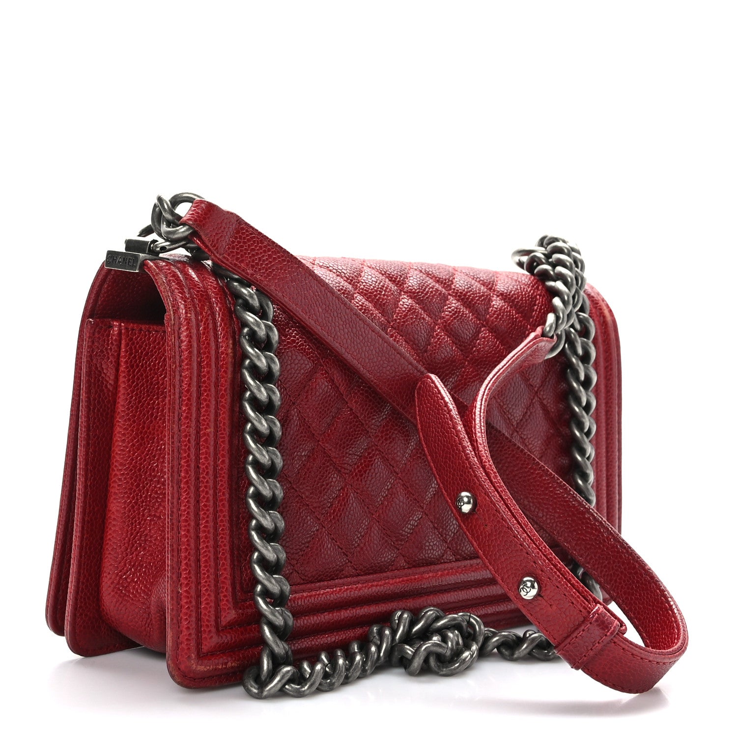 Chanel Caviar Quilted Medium Boy Flap Red 3 of 9