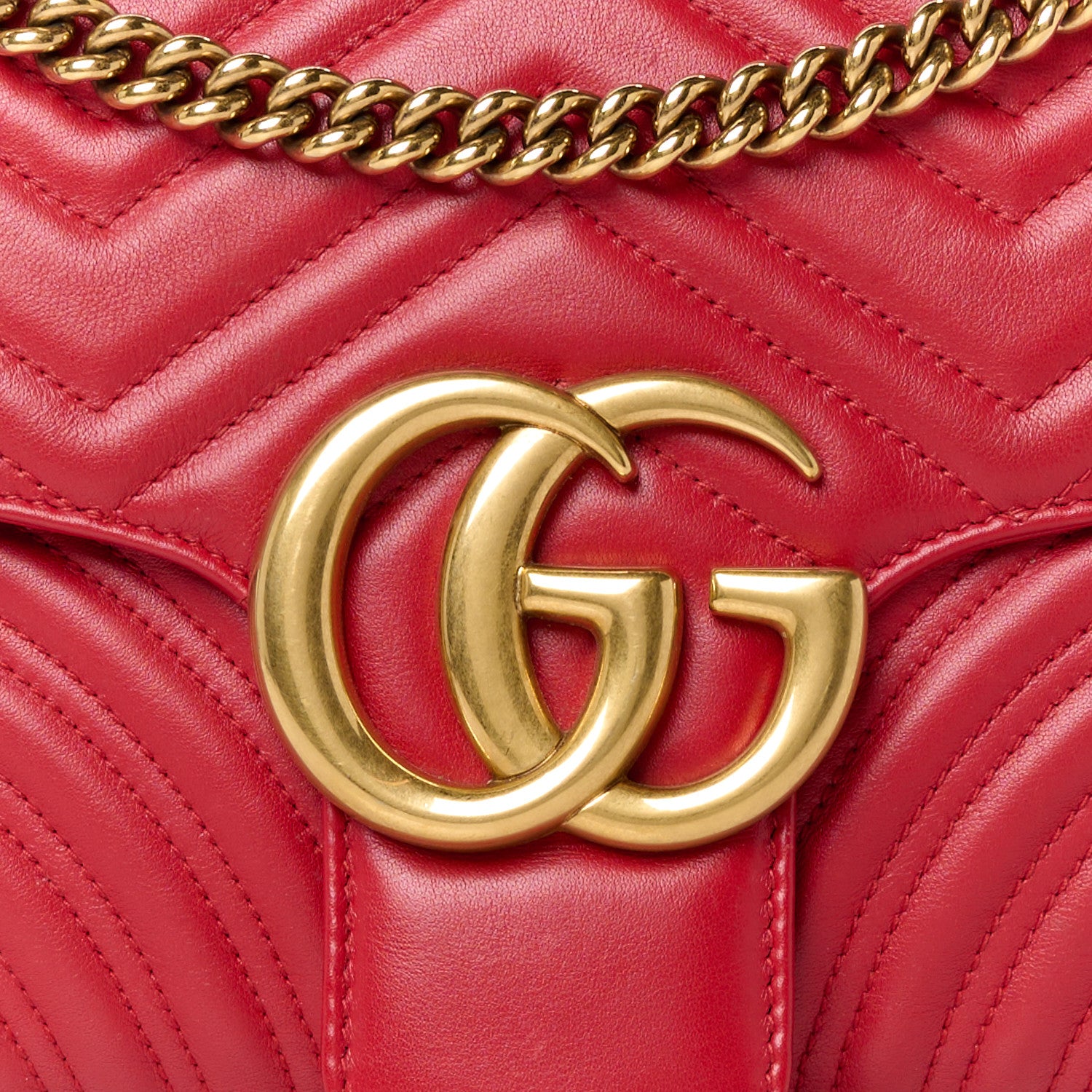 Gucci Calfskin Matelasse Medium GG Marmont Shoulder Bag Hibiscus Red 9 of 11