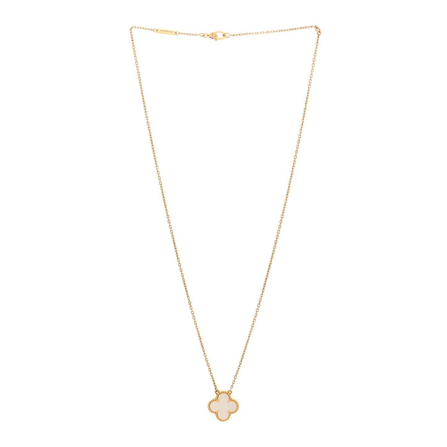 18K Yellow Gold Mother of Pearl Vintage Alhambra Pendant Necklace